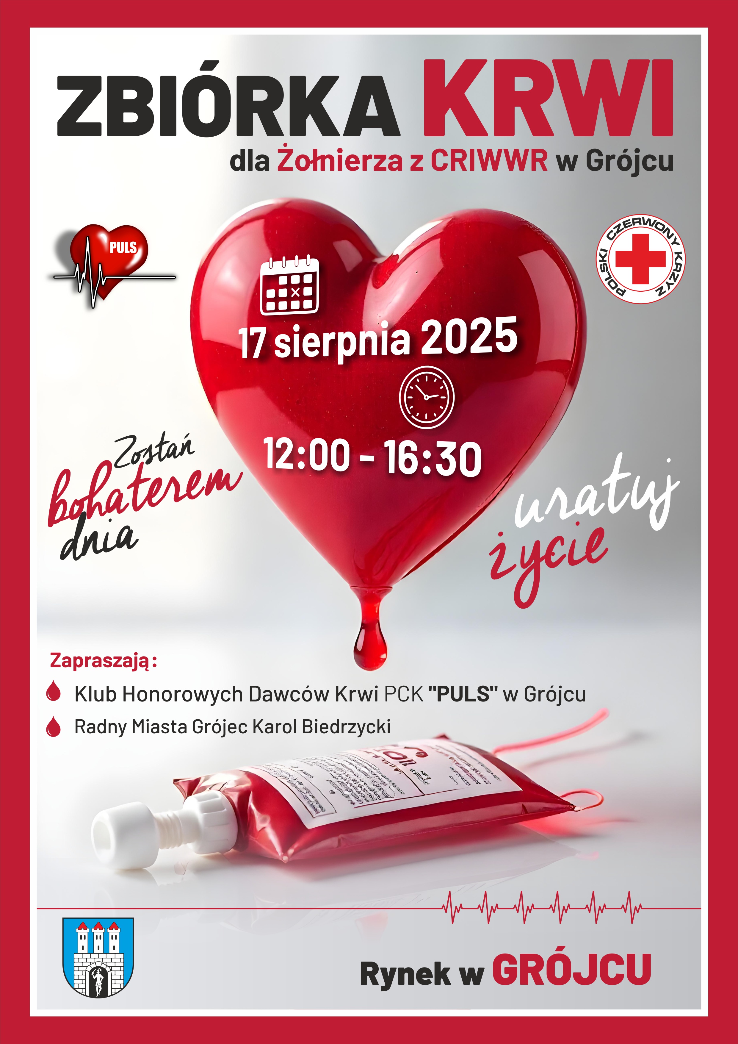 plakat pck hdk zbirka krwi sierpie 2025 Grjec