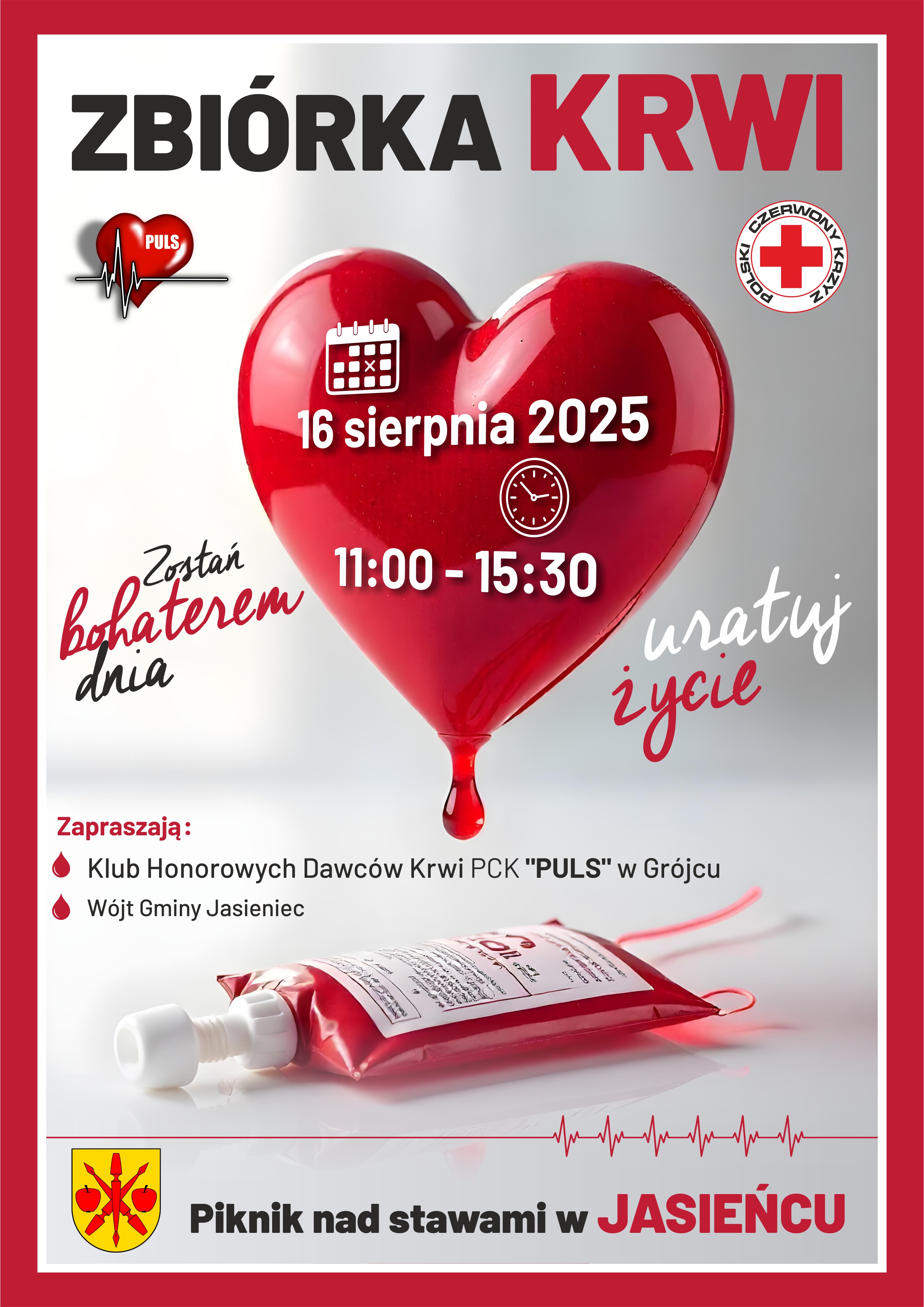 plakat pck hdk zbirka krwi sierpie 2025 Jsieniec